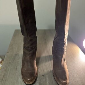 Indigo Leather knee High Boots